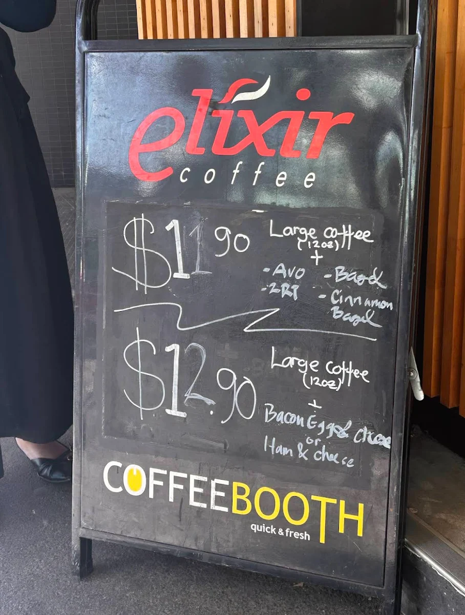 Menu, Coffee Booth