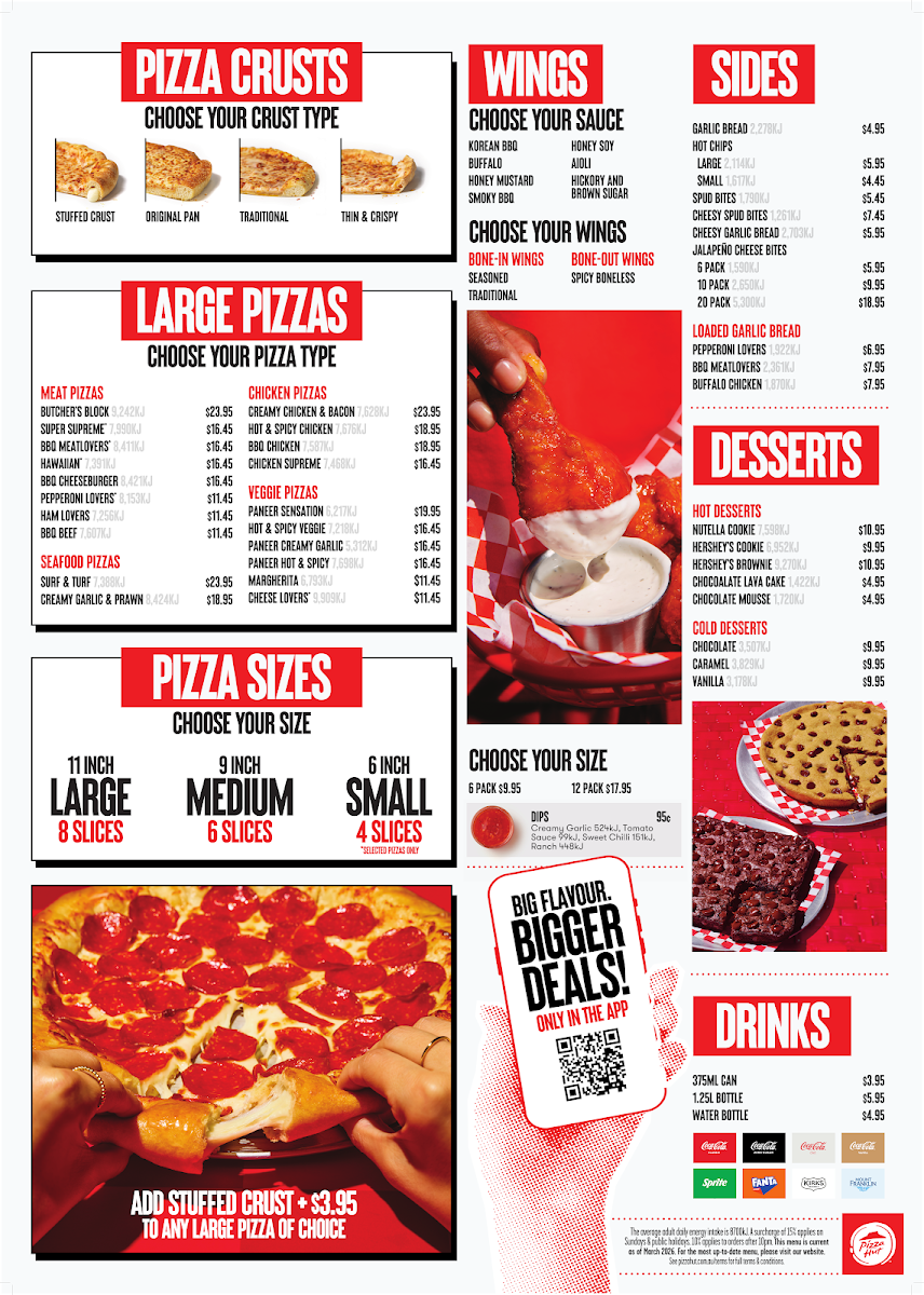 Menu, Pizza Hut Bonnyrigg