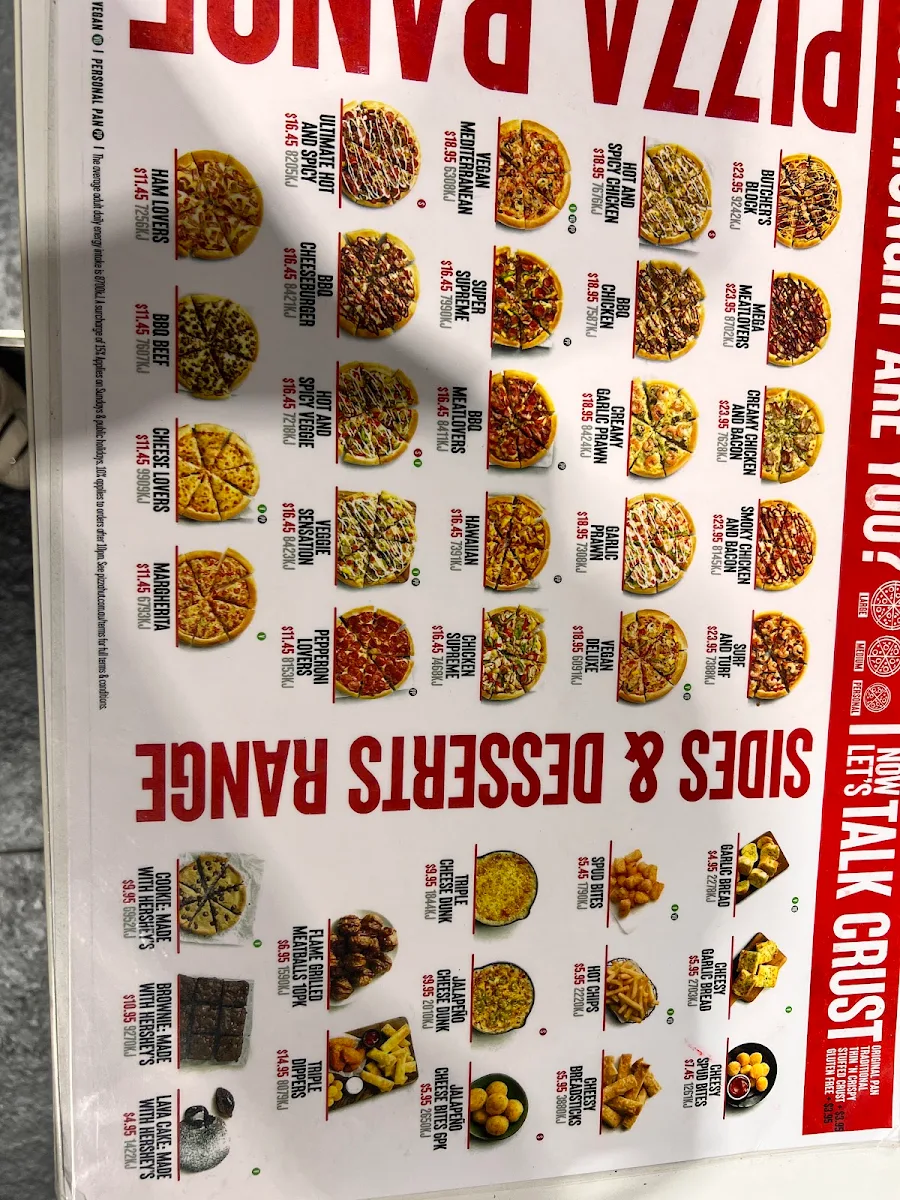 Menu, Pizza Hut Bonnyrigg