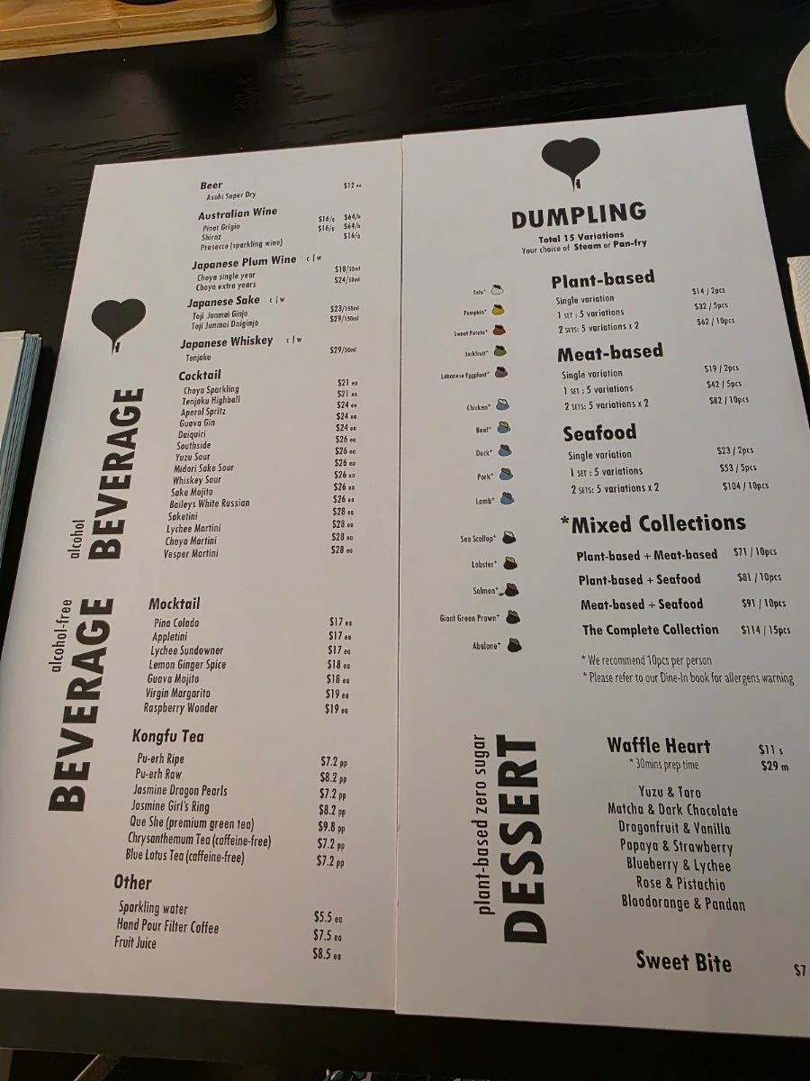 Menu, HEARTLING