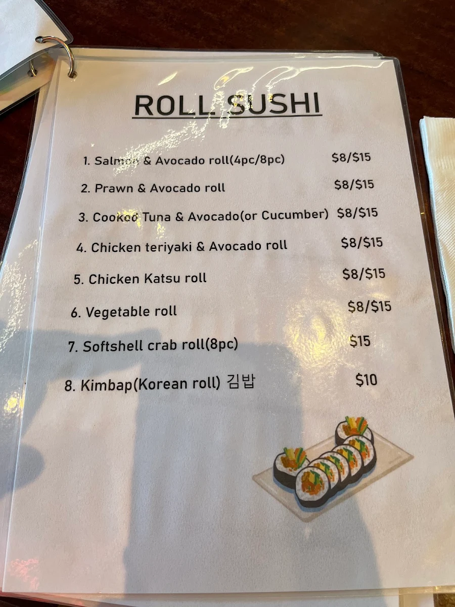 Menu, Tokyo Japanese Restaurant