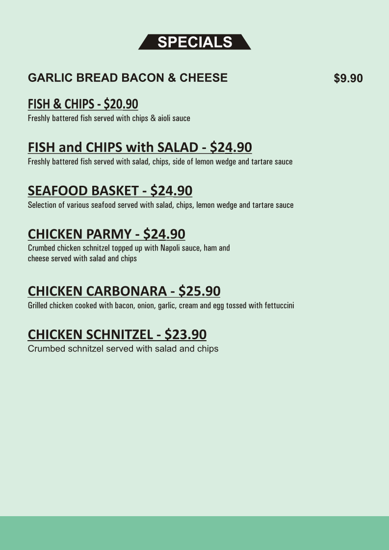 Menu, Dawson Highway Cafe & Indian Cuisine