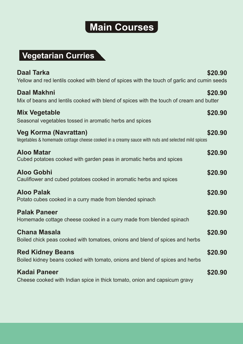 Menu, Dawson Highway Cafe & Indian Cuisine