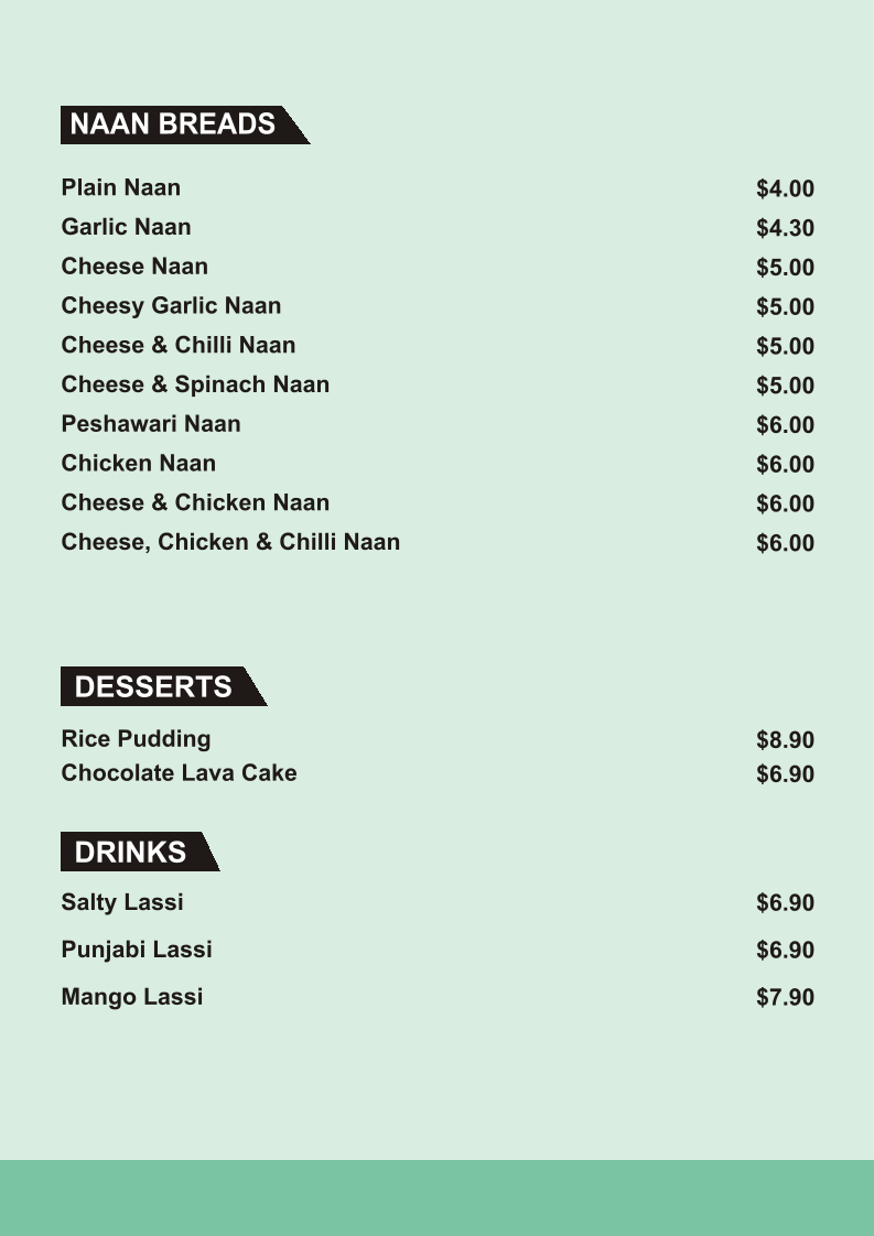 Menu, Dawson Highway Cafe & Indian Cuisine