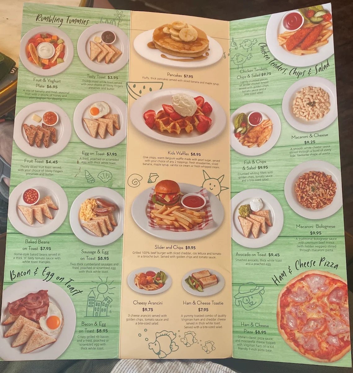 Menu, Dôme Café - Coogee