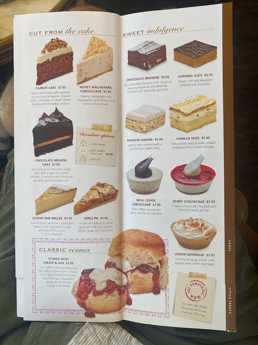 Menu, Dôme Café - Coogee