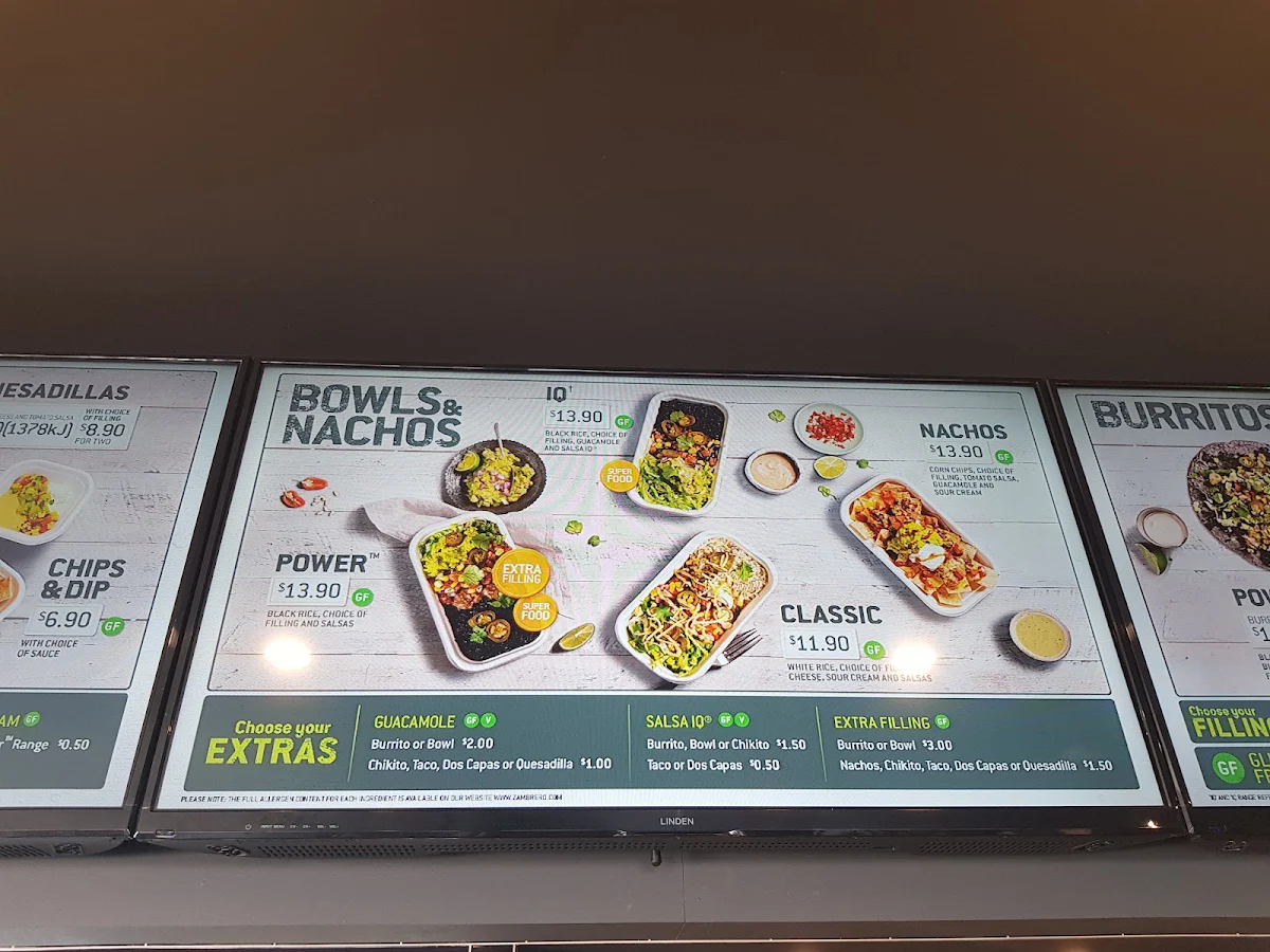 Menu, Zambrero Burleigh Waters