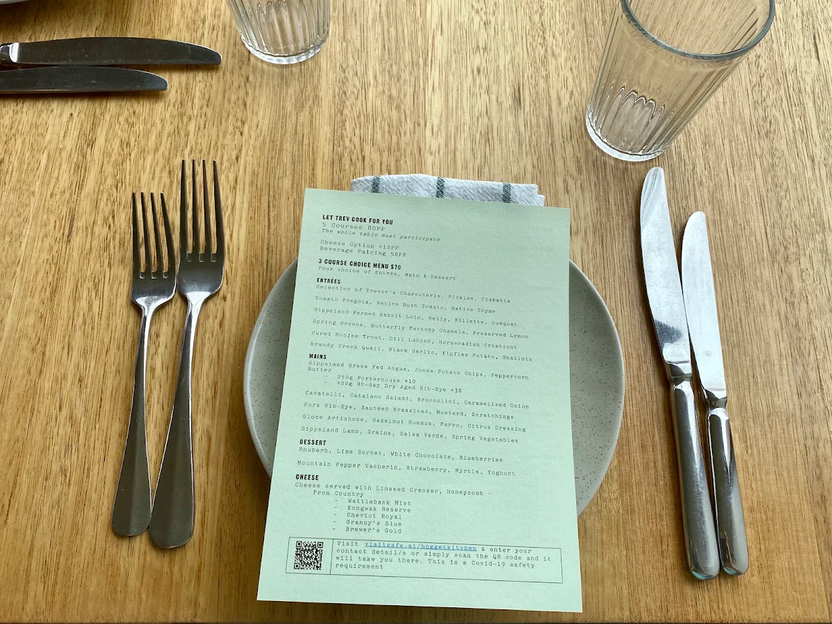 Menu, Hogget Kitchen
