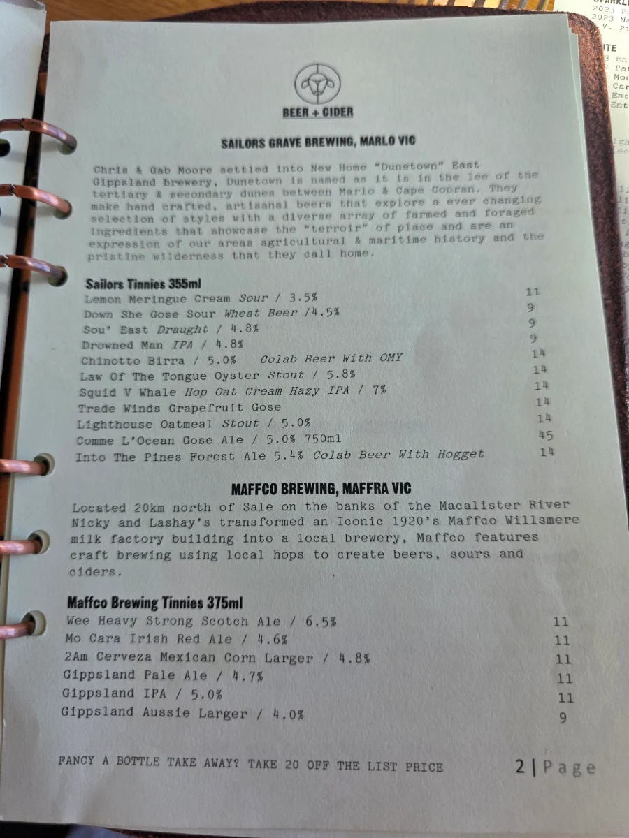 Menu, Hogget Kitchen