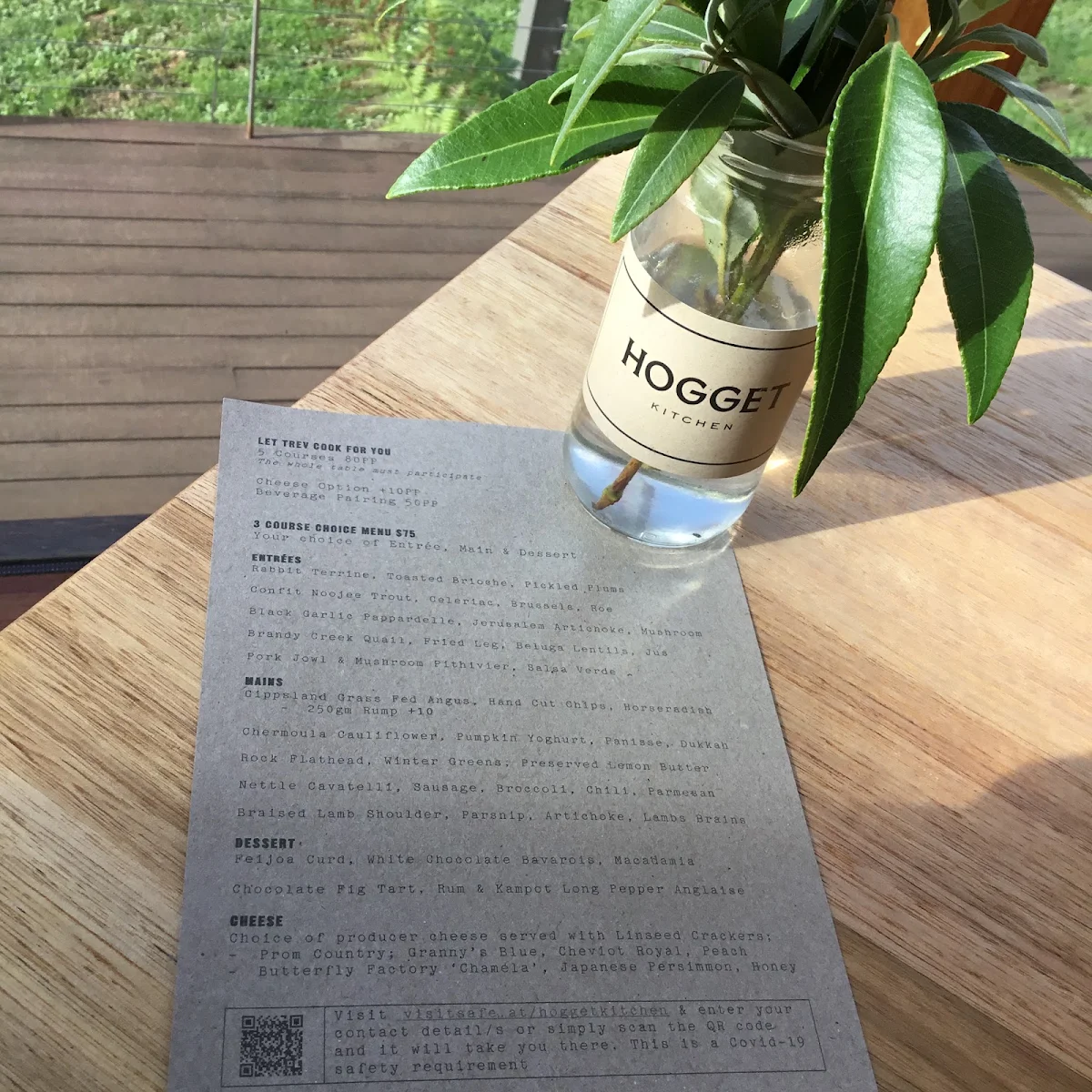 Menu, Hogget Kitchen