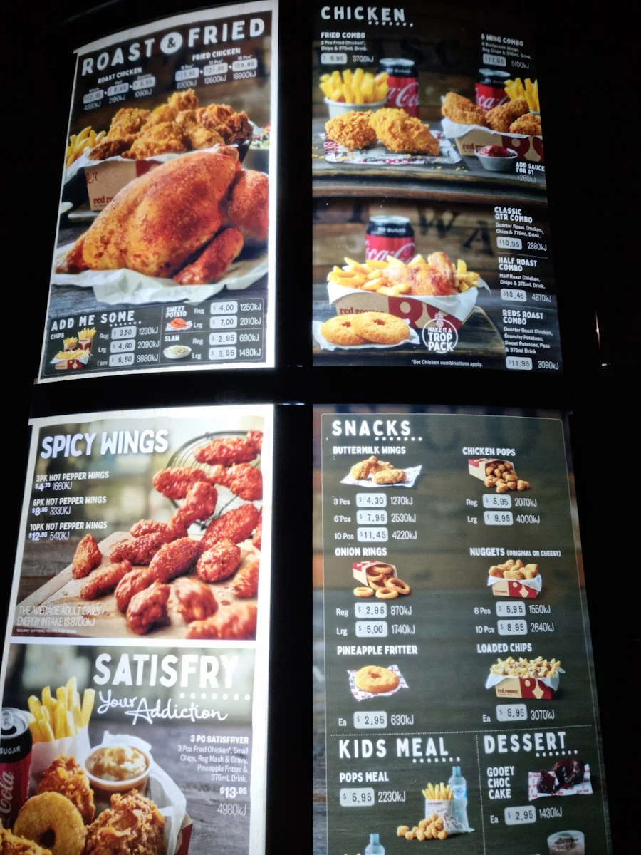 Menu, Red Rooster Berwick Springs