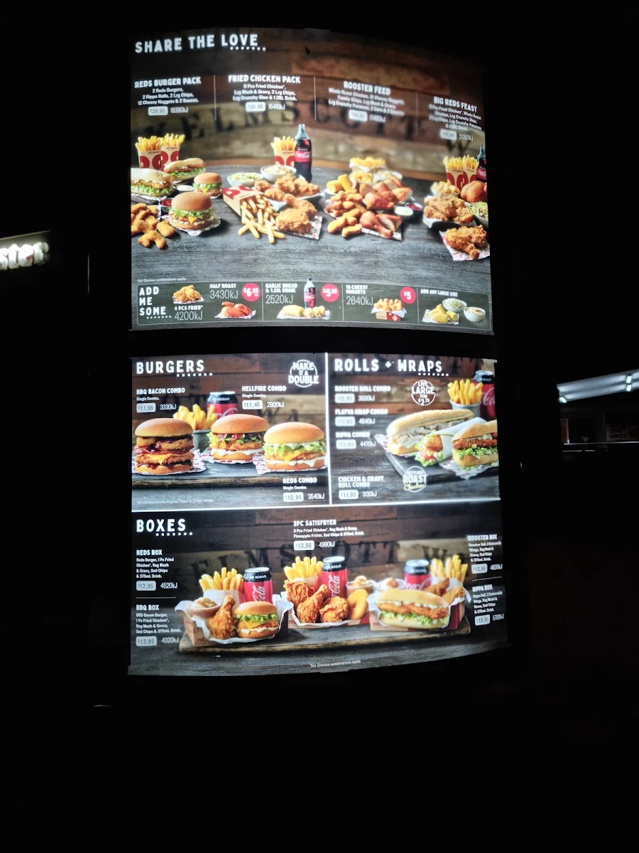 Menu, Red Rooster Berwick Springs