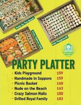 Menu, Sushi Sapporo Glenmore Park (Sushi & Snack Bar)