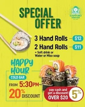 Menu, Sushi Sapporo Glenmore Park (Sushi & Snack Bar)
