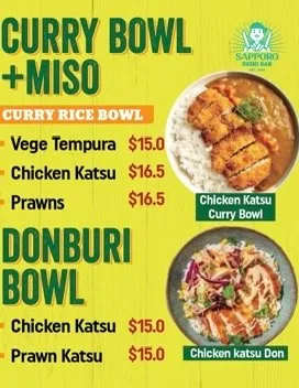 Menu, Sushi Sapporo Glenmore Park (Sushi & Snack Bar)