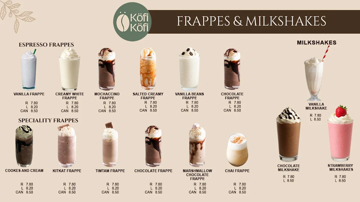 Menu, Kofi Kofi