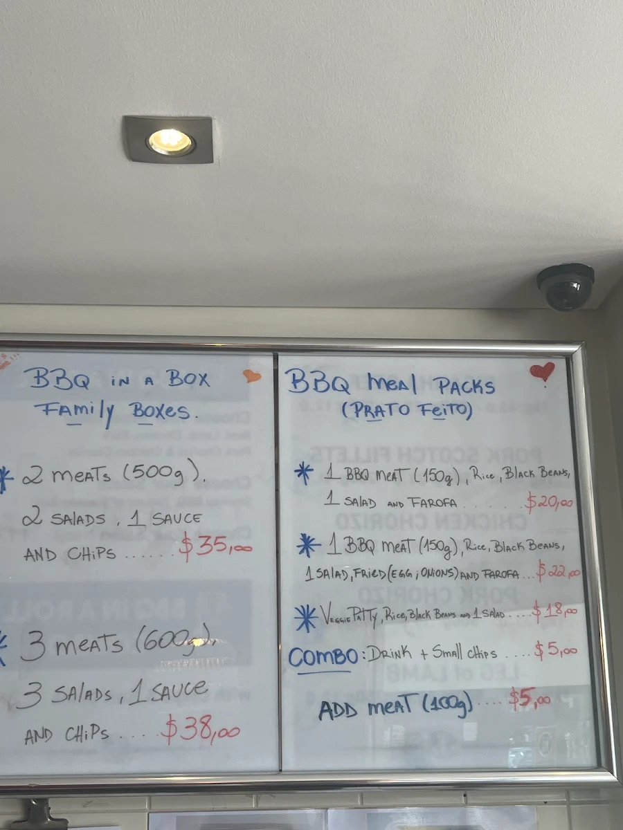 Menu, Braz Char Co