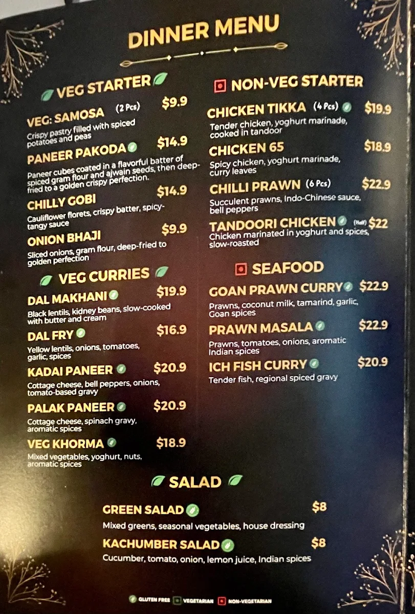 Menu, Indian Coffee House and Restaurant