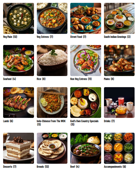 Menu, The Curry House