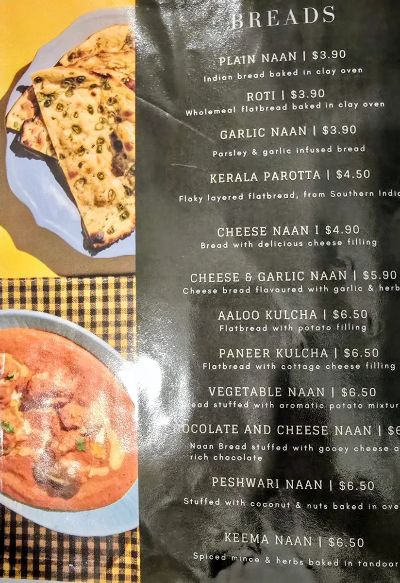 Menu, The Curry House