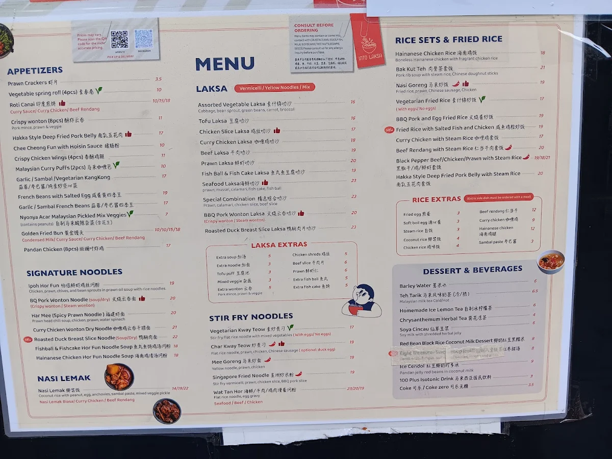 Menu, Into Laksa Mascot