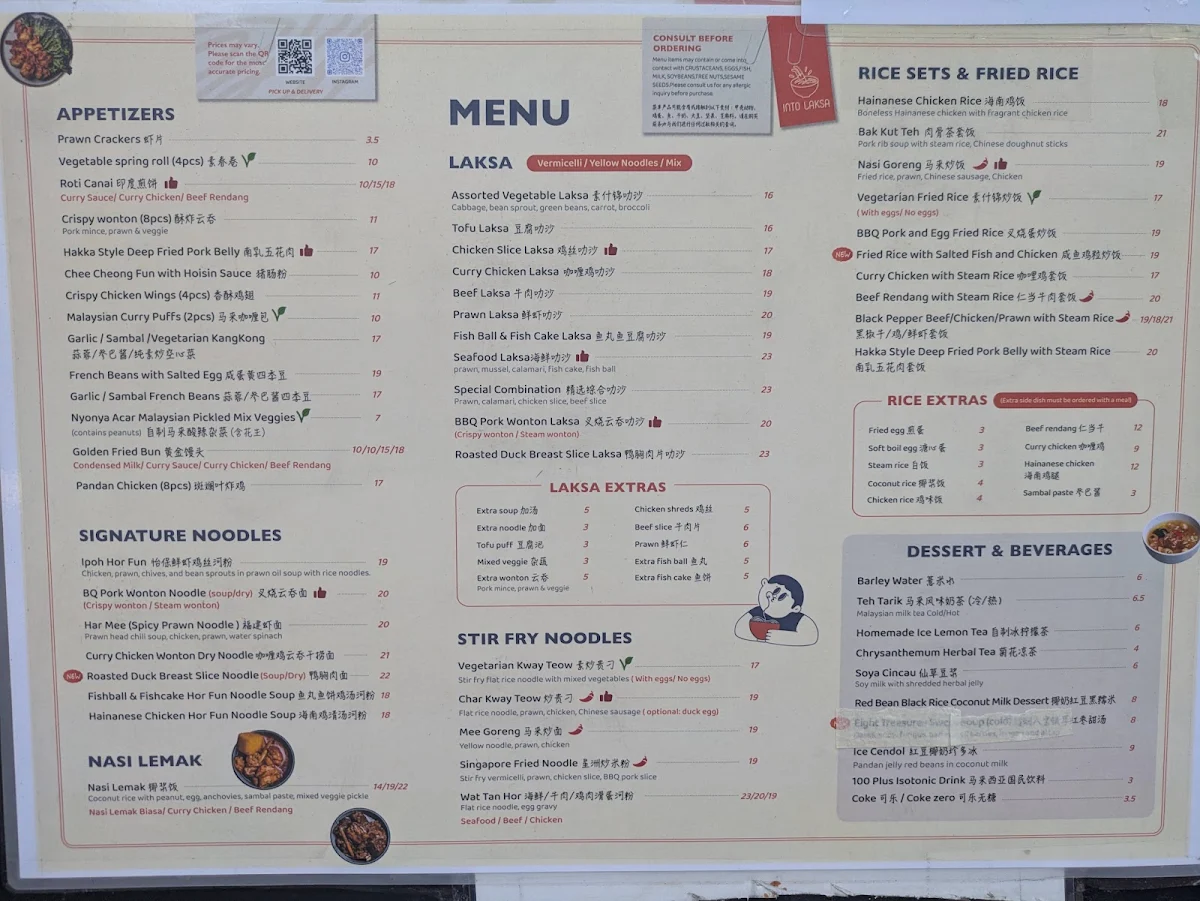 Menu, Into Laksa Mascot