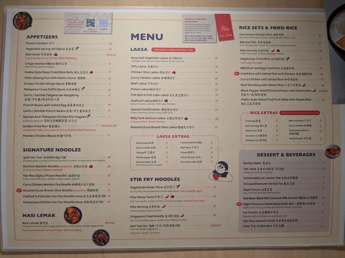 Menu, Into Laksa Mascot