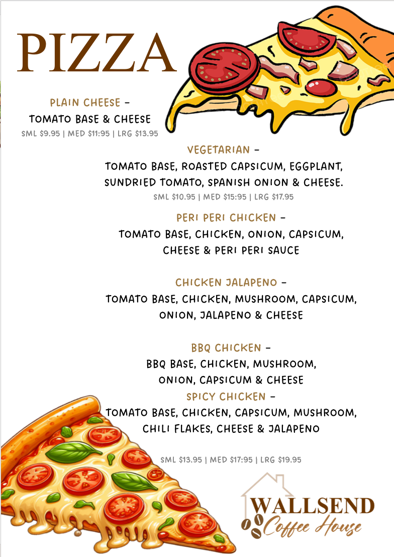 Menu, Wallsend Coffee House
