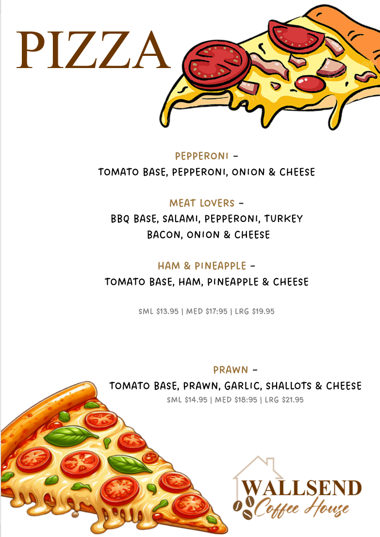 Menu, Wallsend Coffee House