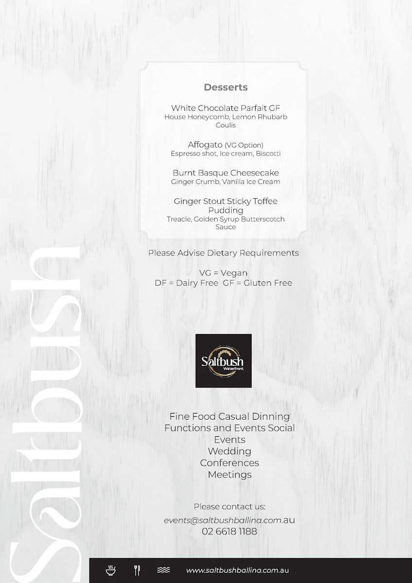 Menu, Saltbush Bar & Grill