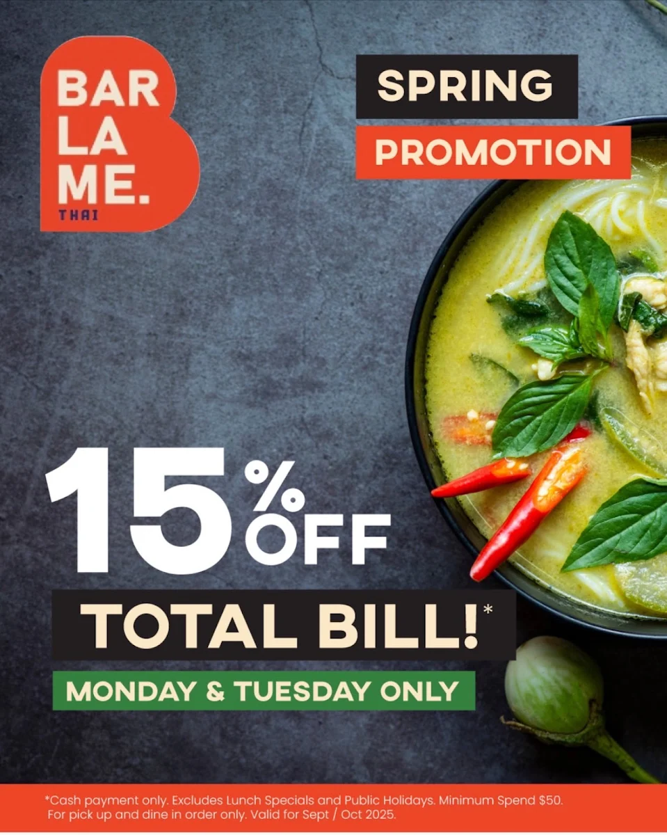 Menu, Barlame Thai Restaurant
