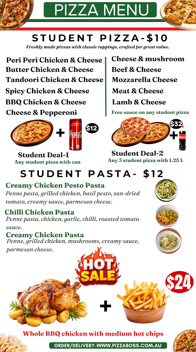 Menu, Pizza Boss Lakemba