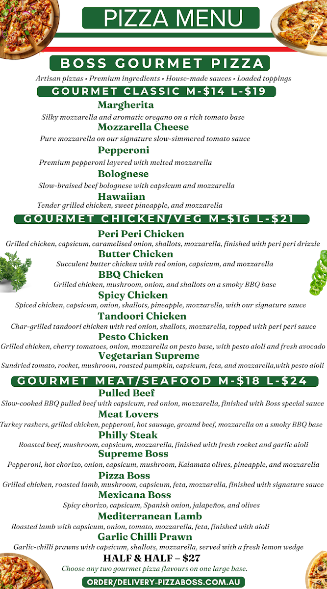 Menu, Pizza Boss Lakemba