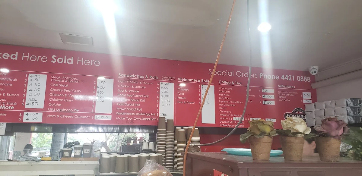 Menu, Bomaderry Bakehouse