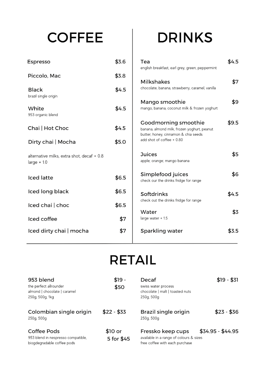 Menu, Rival Brothers Mount Barker