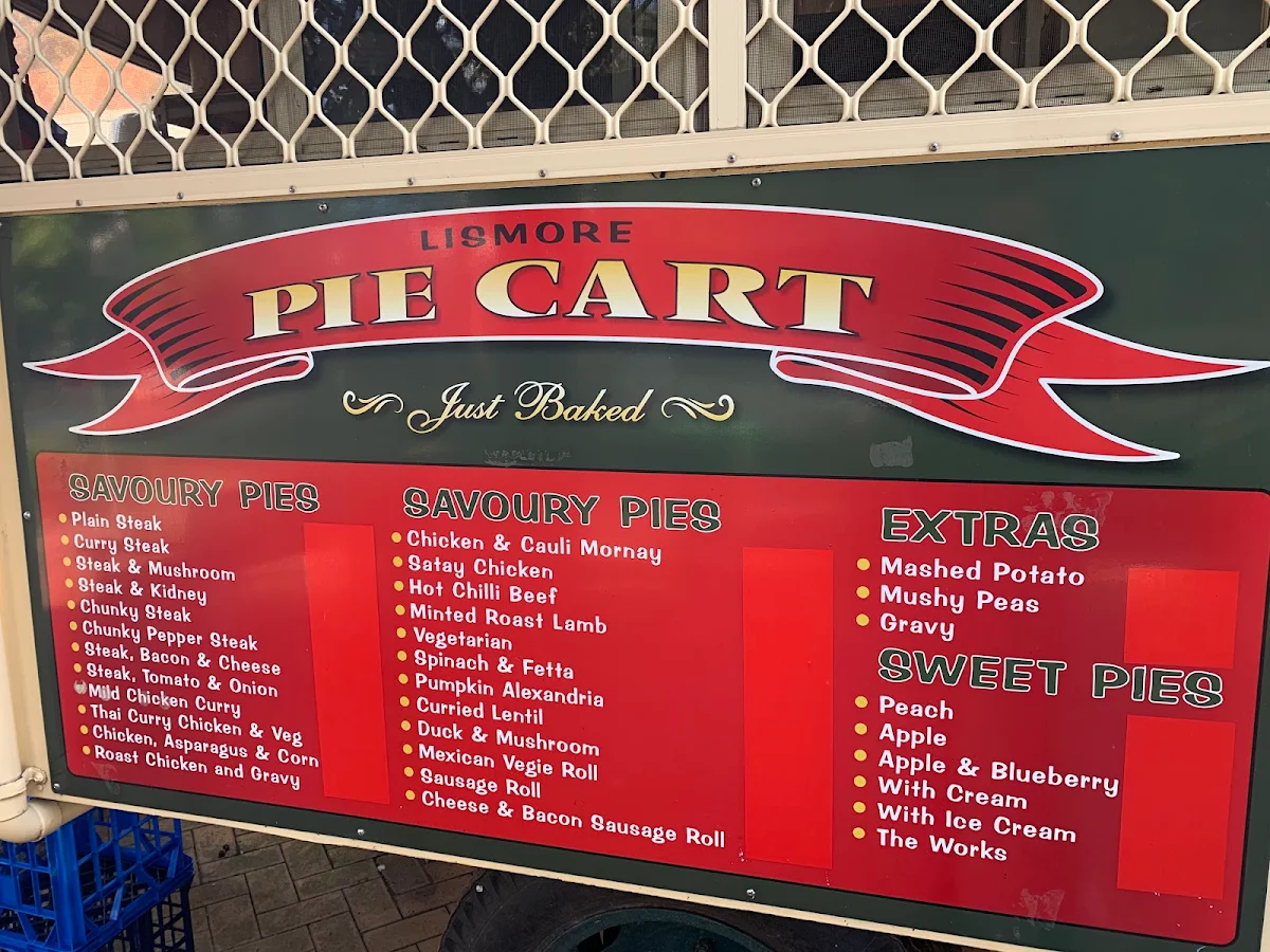 Menu, Lismore Pie Cart