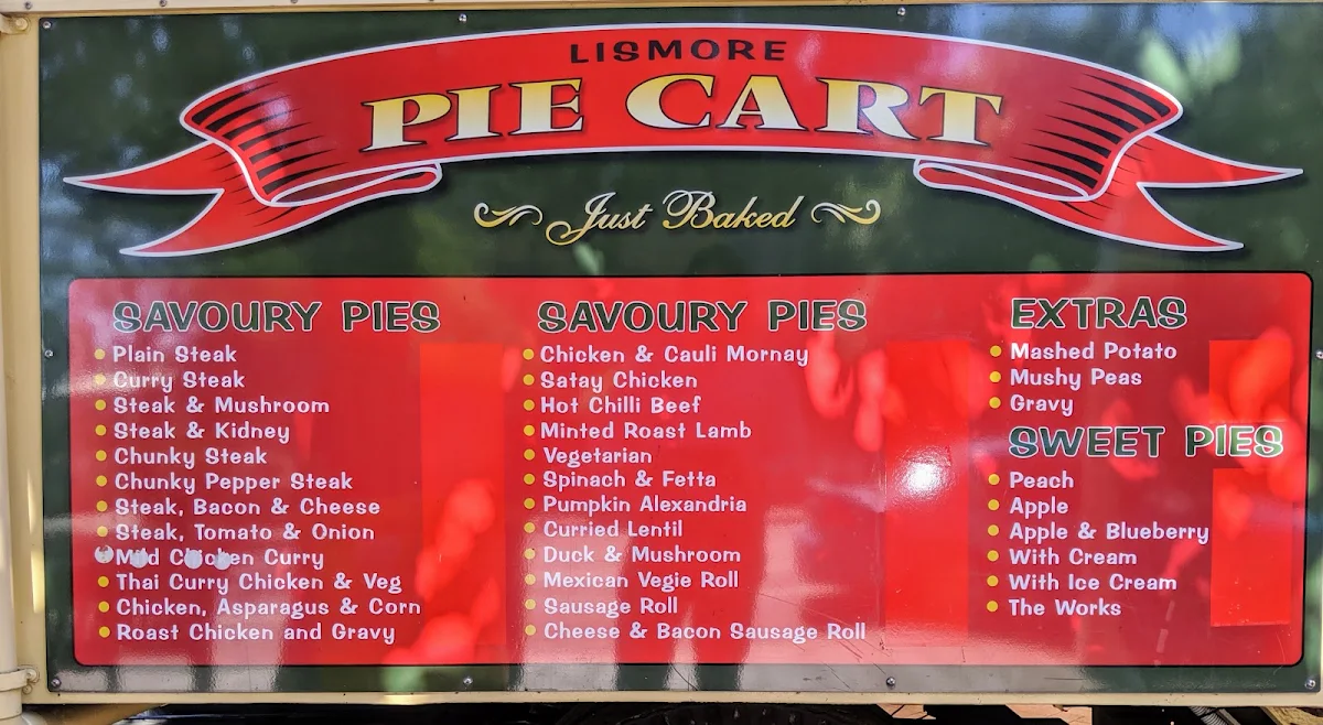 Menu, Lismore Pie Cart