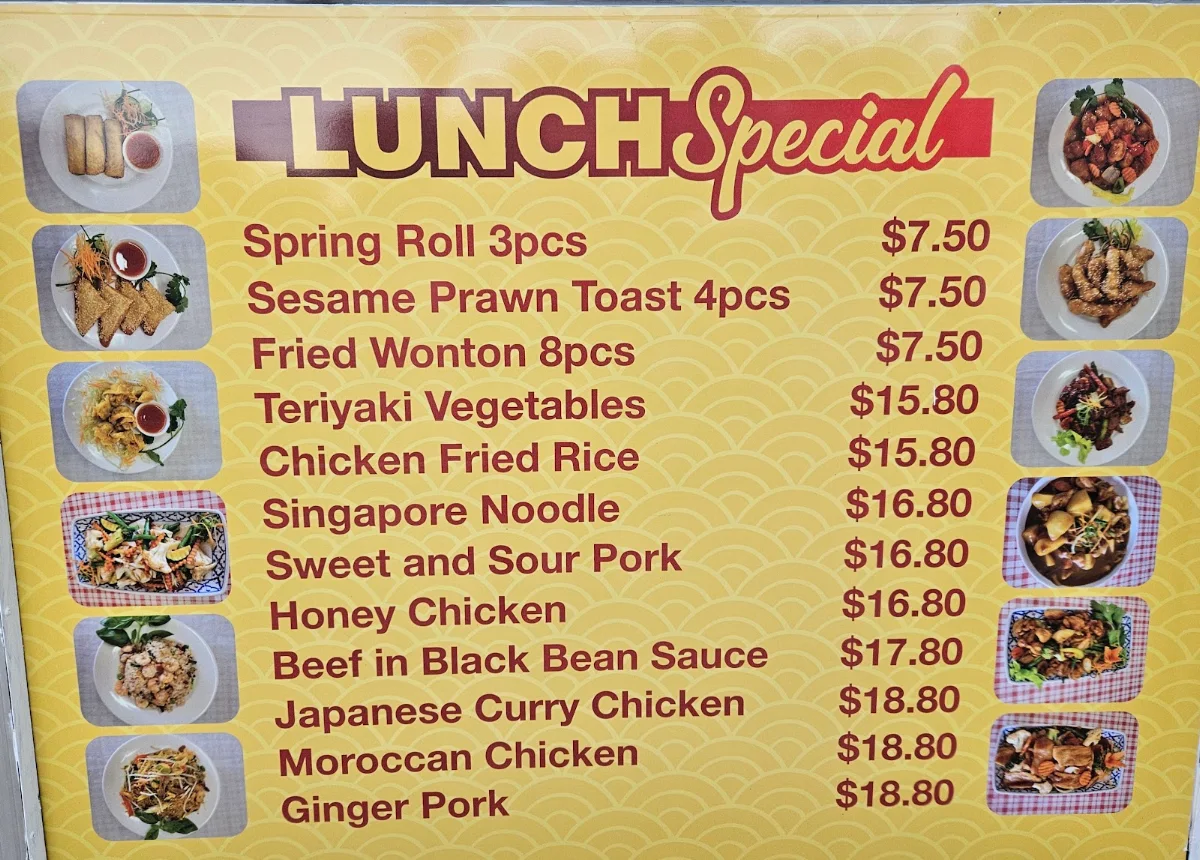 Menu, Jacky and Jessicas kitchen