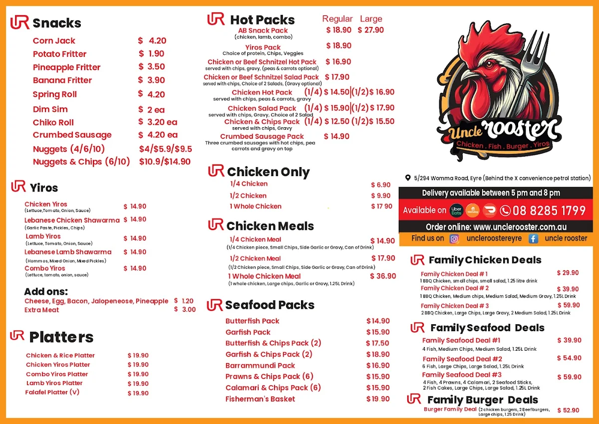 Menu, Uncle Rooster