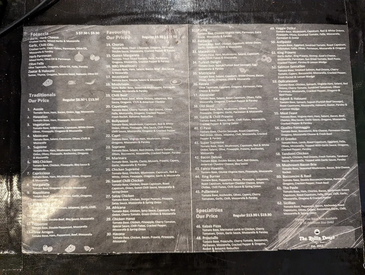Menu, The Rollin Dough