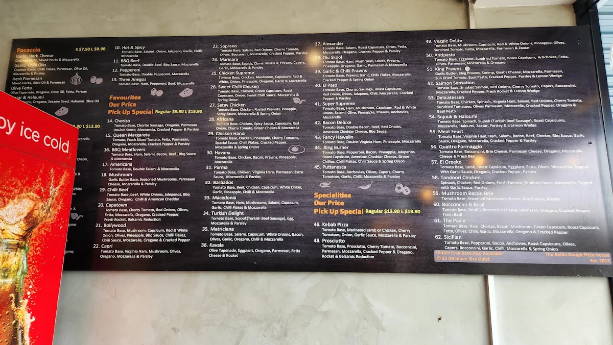 Menu, The Rollin Dough