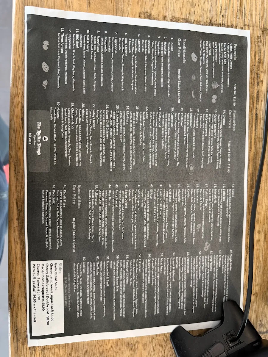 Menu, The Rollin Dough