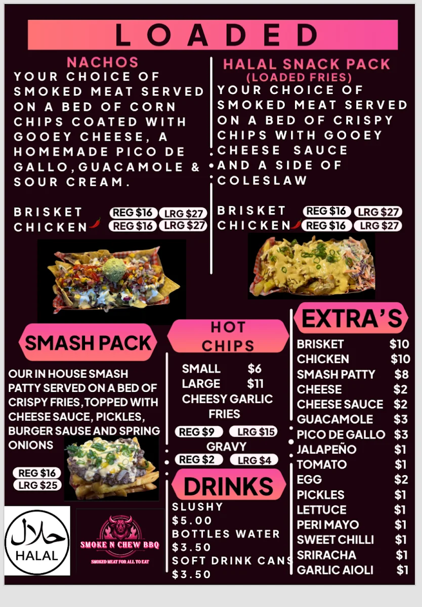 Menu, Smoke N Chew BBQ