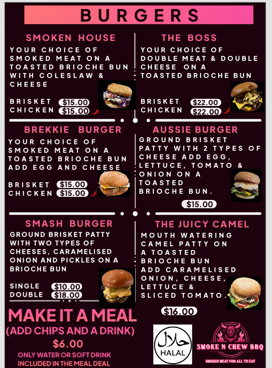 Menu, Smoke N Chew BBQ