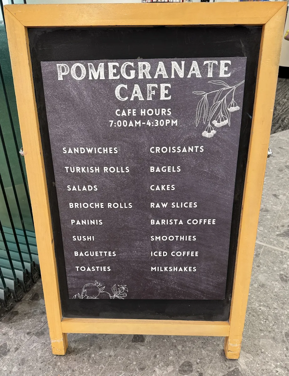 Menu, Pomegranate Cafe