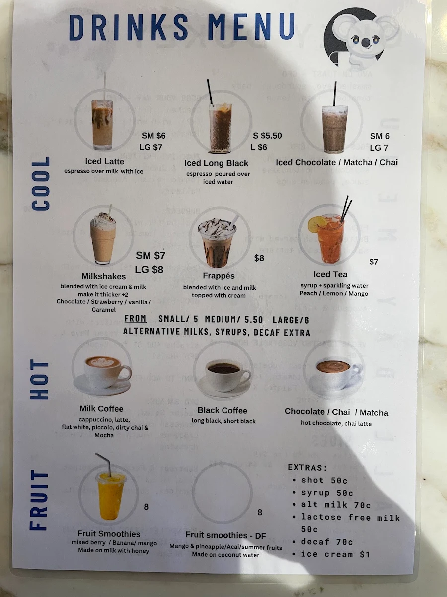 Menu, Okey Dokey Café (Griffith University Gold Coast)
