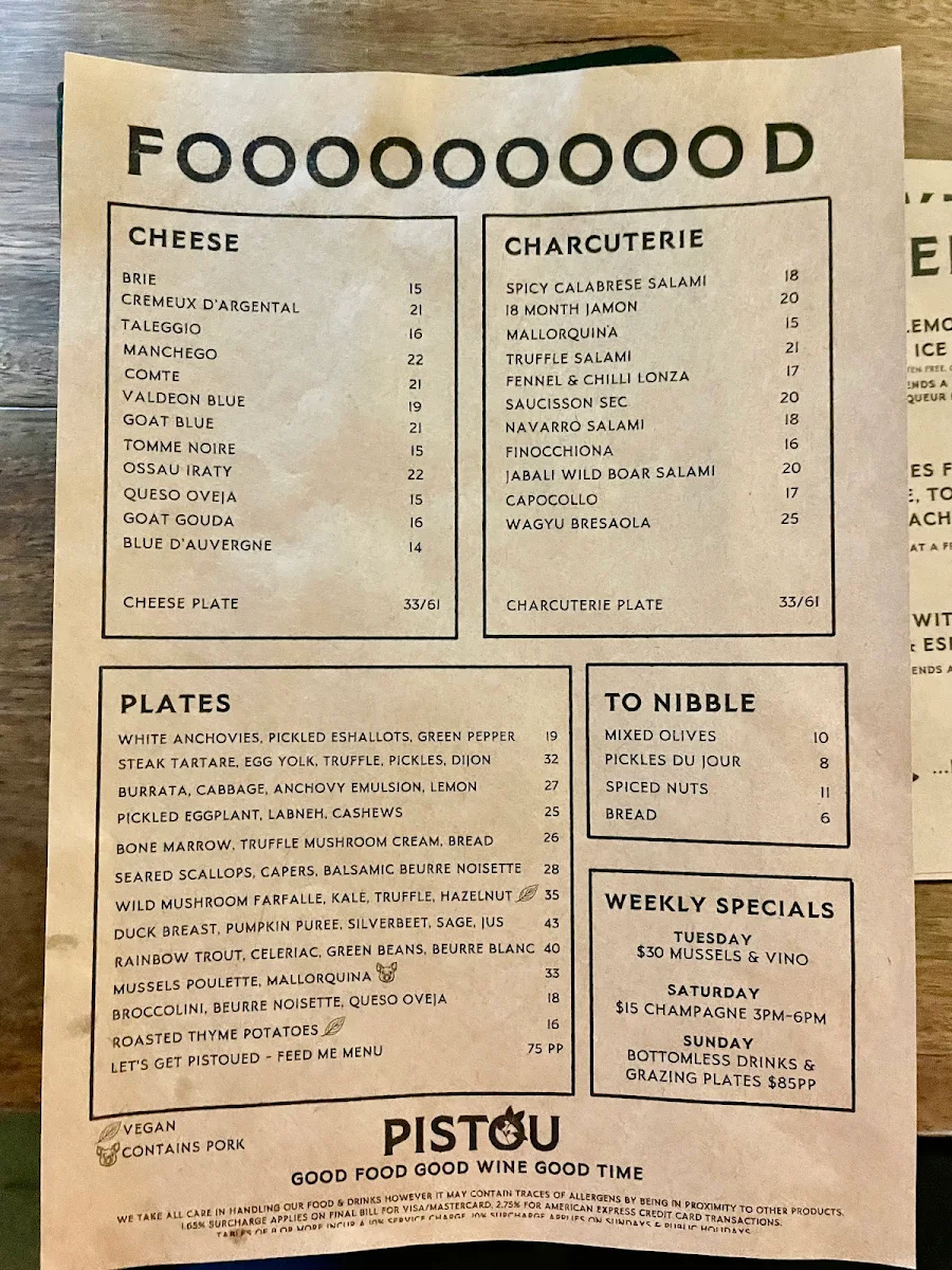 Menu, Pistou