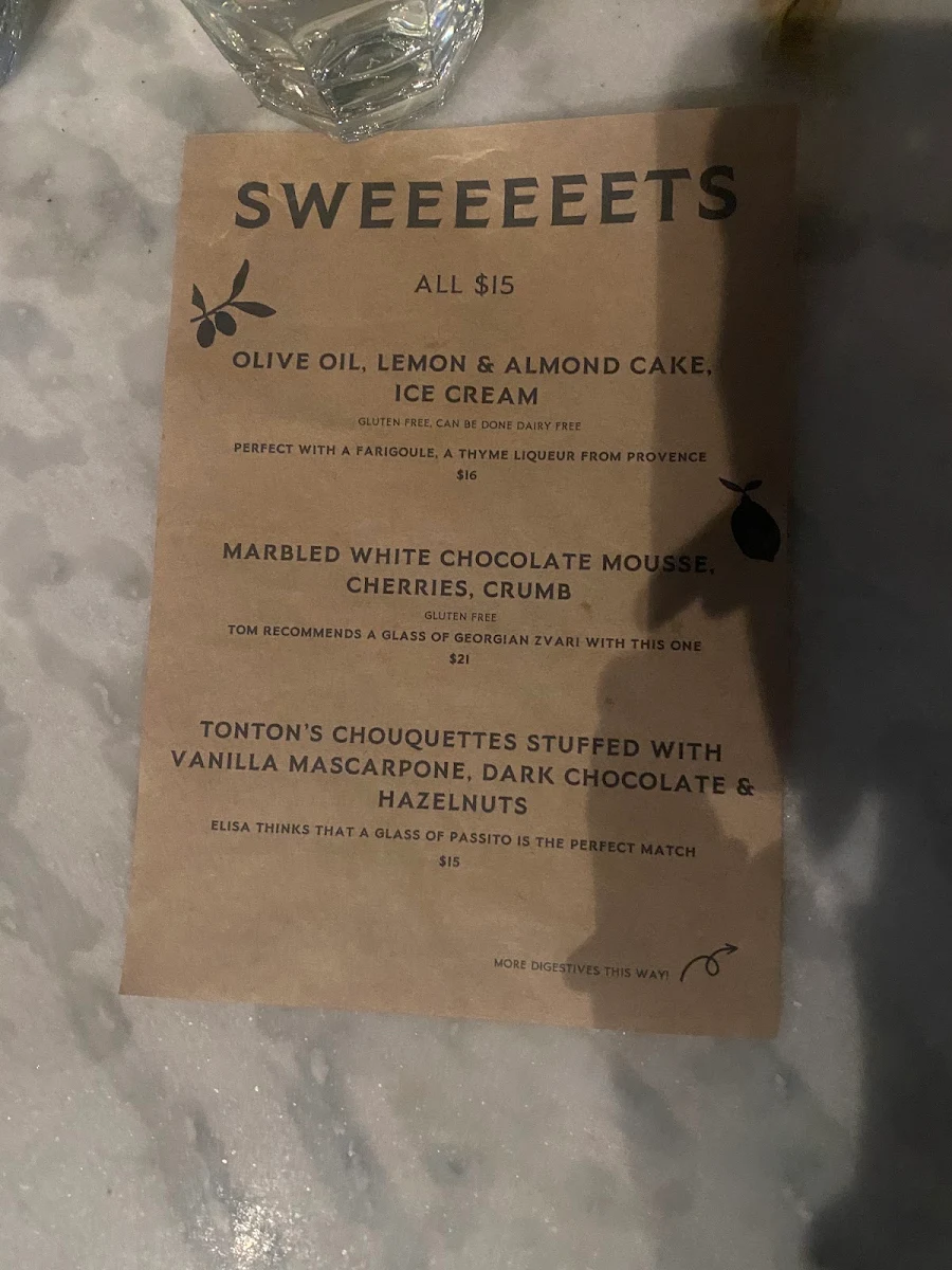 Menu, Pistou