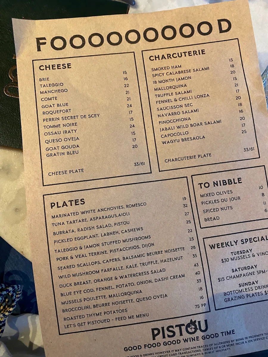 Menu, Pistou