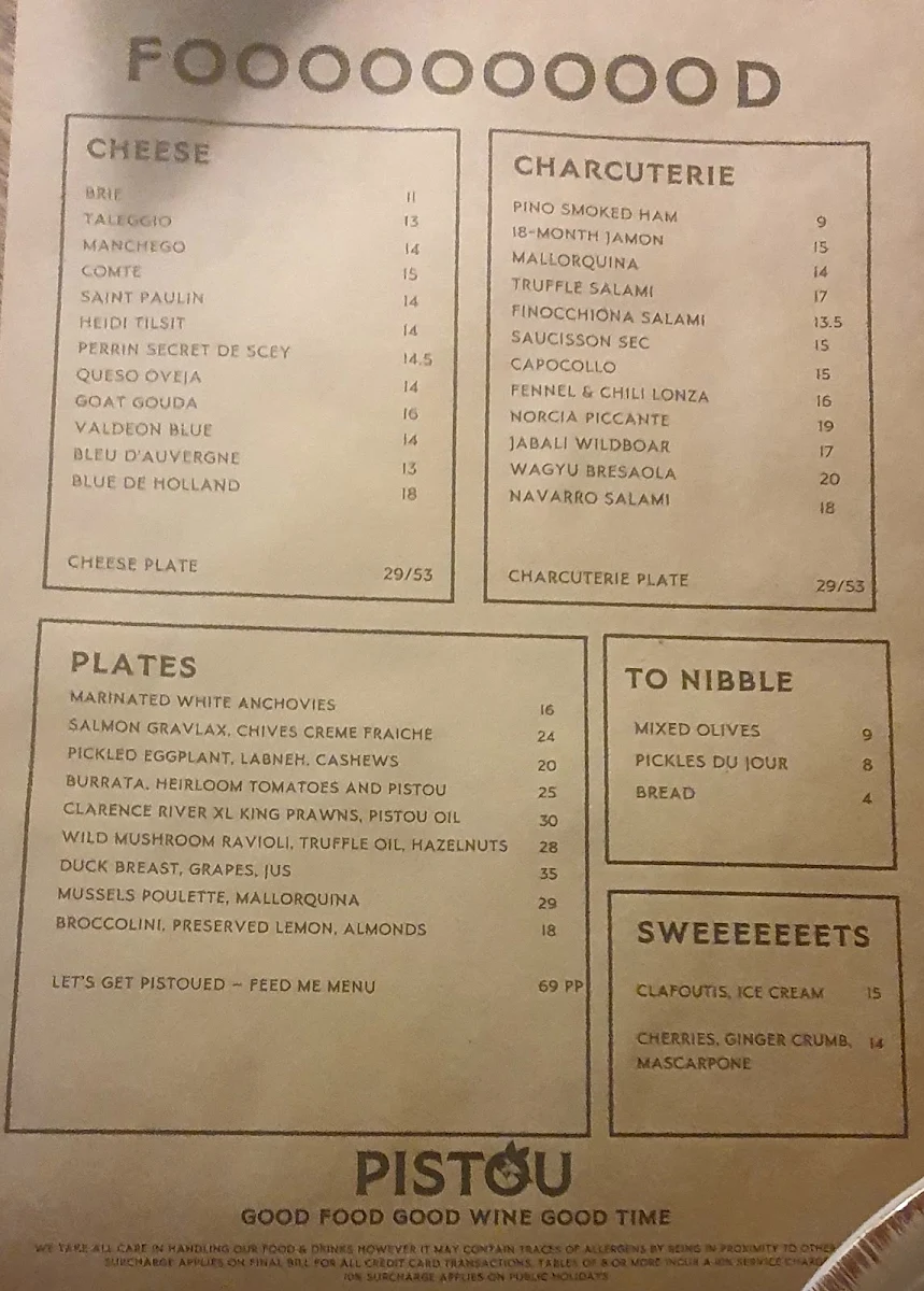 Menu, Pistou